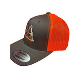2A Hat, 2nd Amendment EST 1791 Hat. Charcoal/Neon Orange Trucker Hat