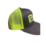 2A Hat, 2nd Amendment EST 1791 Hat. Charcoal/Neon Green/White Trucker Hat