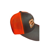 2A Hat, 2nd Amendment EST 1791 Hat. Charcoal/Neon Orange Trucker Hat