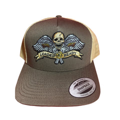2A Hat, Loaded Ready Hat. Brown / Khaki Trucker Hat. Biker Hat