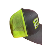 2A Hat, 2nd Amendment EST 1791 Hat. Charcoal/Neon Green Trucker Hat