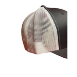 One Cross Three Nails Forgiven Hat. Charcoal and White Trucker Hat. Biker Hat