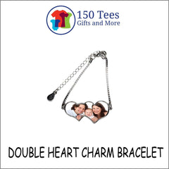 Personalized Bracelet - Custom Photo Bracelet -  Double Heart Bracelet - 150 TEES GIFTS & MORE