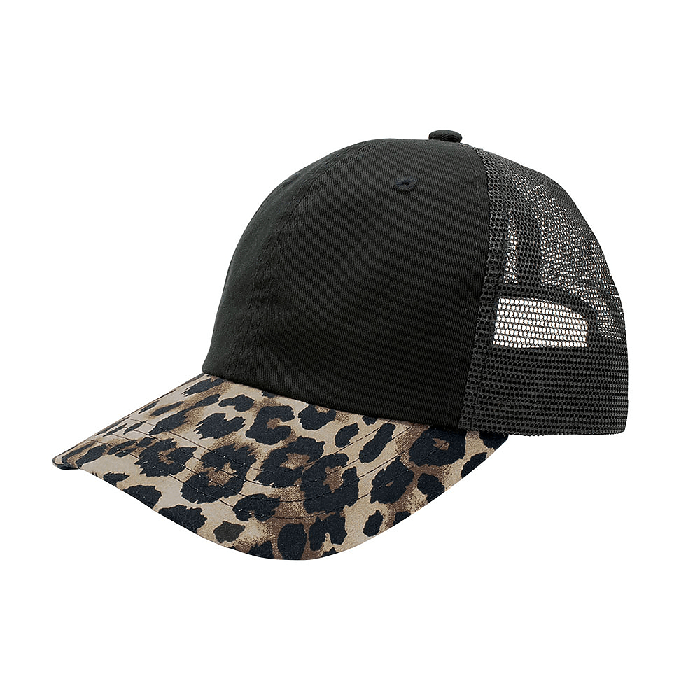 MEGA CAP Leopard Visor Trucker Cap - MC6885B - 150 TEES GIFTS & MORE