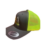 2A Hat, 2nd Amendment EST 1791 Hat. Charcoal/Neon Green/White Trucker Hat