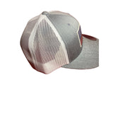 American Flag Hat. Heather Gray and White Trucker Hat. Biker Hat