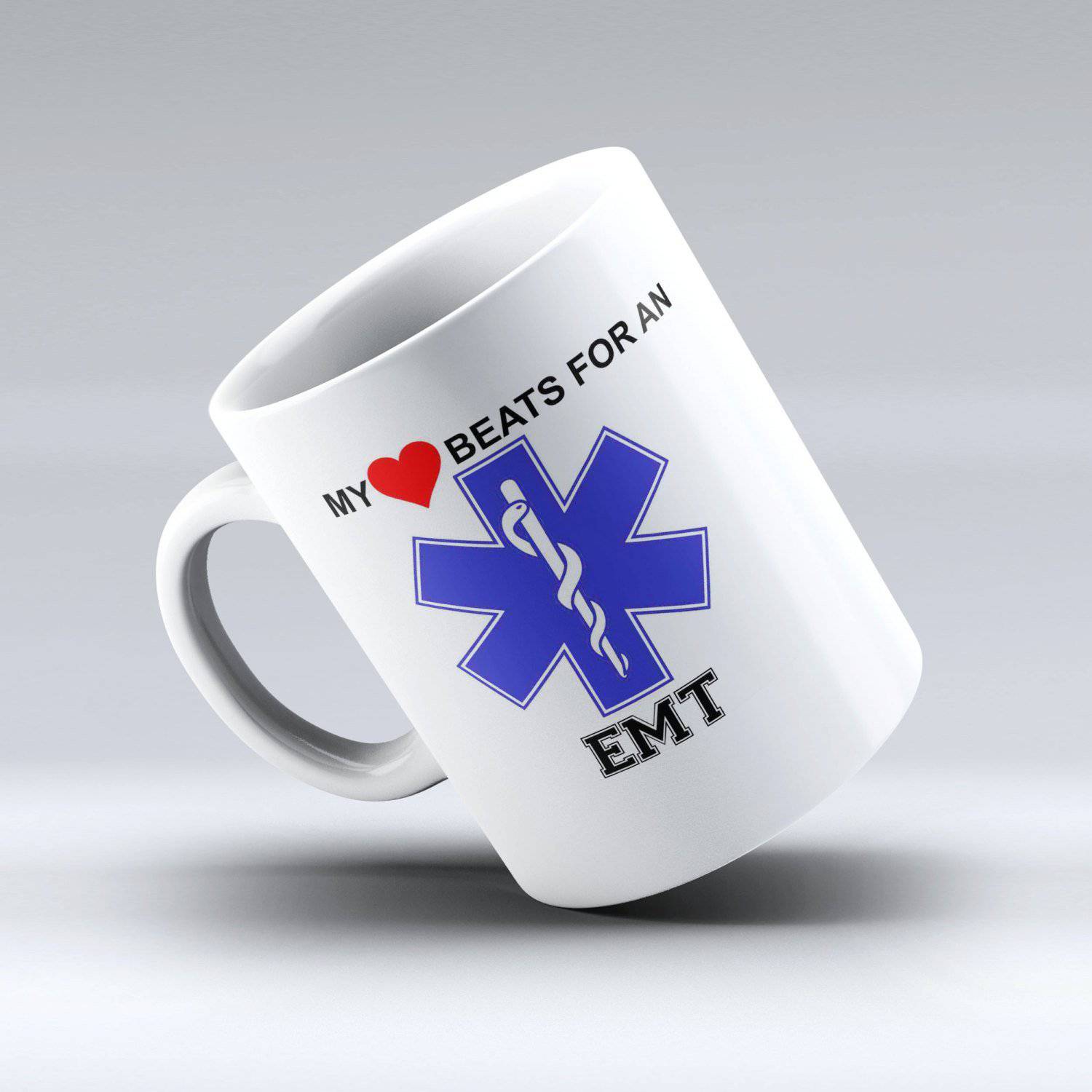 EMT Coffee Mug, - "My Heart Beats For An EMT" - 150TEES.COM - 150 TEES GIFTS & MORE