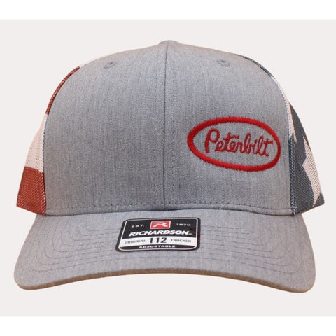 Peterbilt Trucker Hat | Heather Gray USA Flag
