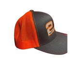 2A Hat, 2nd Amendment EST 1791 Hat. Charcoal/Neon Orange Trucker Hat