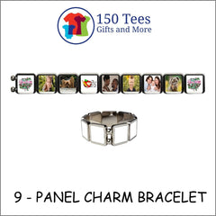 Personalized Bracelet - Custom Photo Bracelet -  Stretch Bracelet with 9 Square Panels - 150 TEES GIFTS & MORE