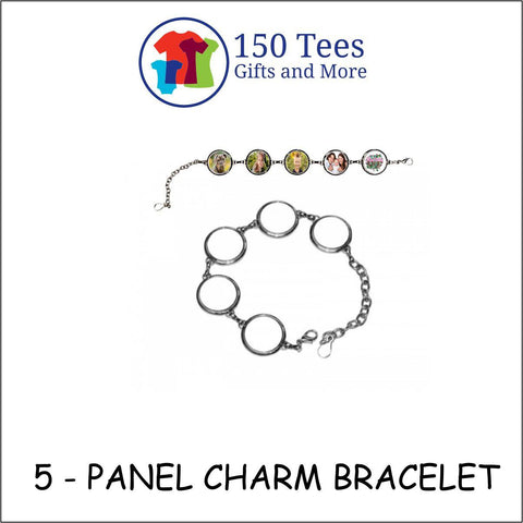 Personalized Bracelet - Custom Photo Bracelet -  Bracelet with 5 Round Charms
