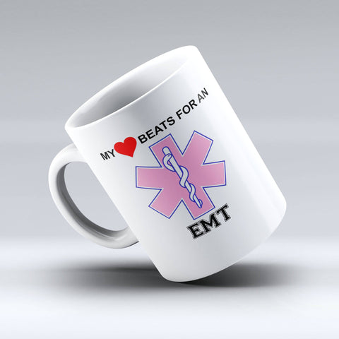 EMT Coffee Mug, - "My Heart Beats For An EMT" - 150TEES.COM