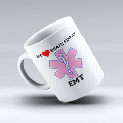 EMT Coffee Mug, - "My Heart Beats For An EMT" - 150TEES.COM - 150 TEES GIFTS & MORE