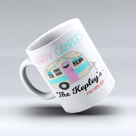 Happy Camper Mug Coffee Mug -  Personalized Camp Mug - 150TEES.COM