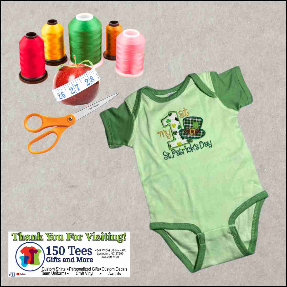 My 1st St. Patrick's s Day - Baby Embroidered Applique Unisex Bodysuit Onesie - 150 TEES GIFTS & MORE
