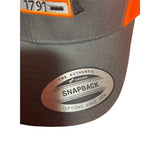 2A Hat, 2nd Amendment EST 1791 Hat. Charcoal/Neon Orange Trucker Hat