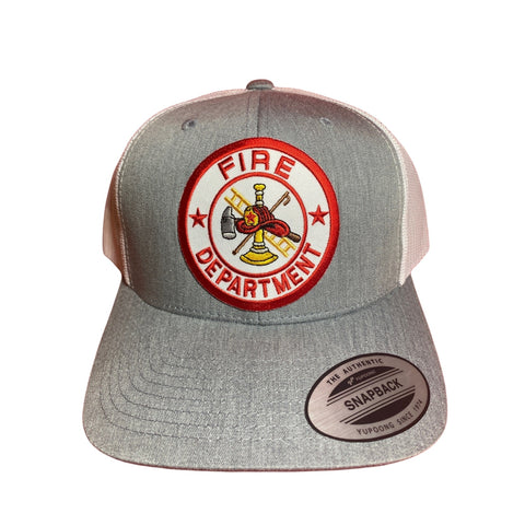 Fire Department Hat. Fire Fighter Hat. Heather Gray / White Trucker Hat