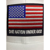 One Nation Under God Hat. America Flag Hat. White Trucker Hat. Biker hat